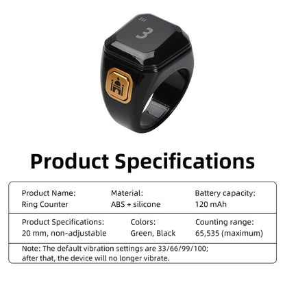 Smart Ring Zähler Bluetooth APP Steuerung OLED Display Vibration Erinnerung Hand Drücken Muslime Zikr Ring Gebet Finger Zähler