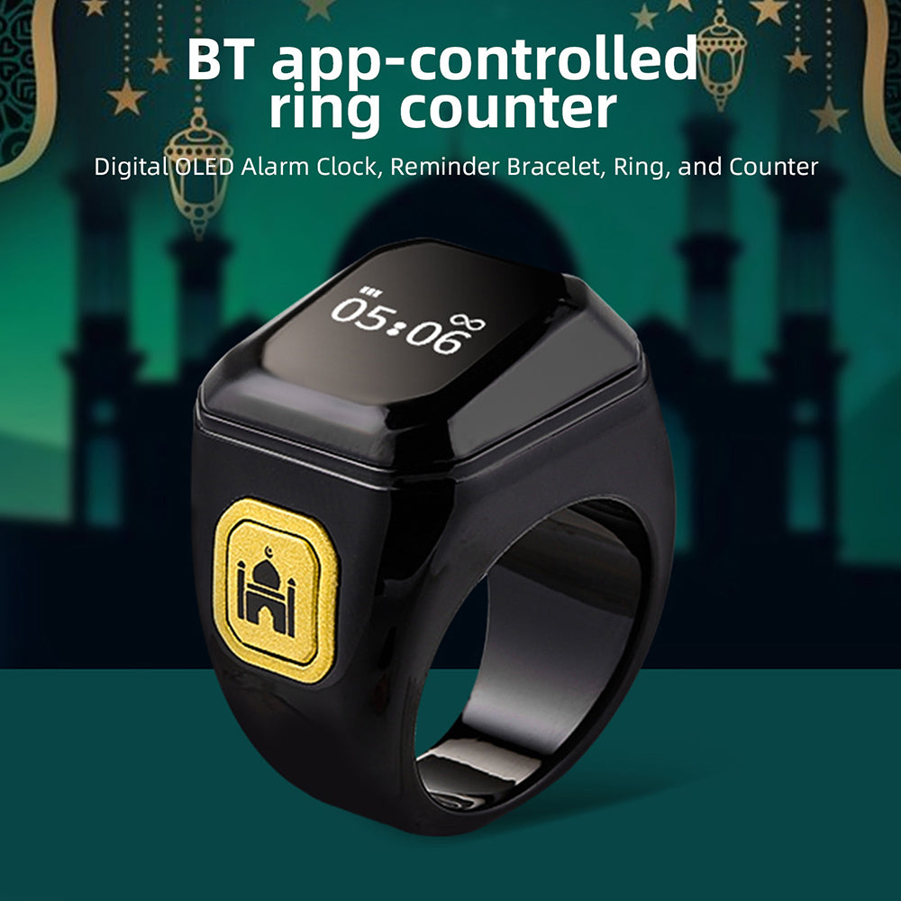 Smart Ring Zähler Bluetooth APP Steuerung OLED Display Vibration Erinnerung Hand Drücken Muslime Zikr Ring Gebet Finger Zähler