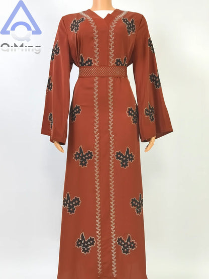 Afrikanisches islamisches Diamant-Frauenkleid für den Abend, rosa, weiß, lila, schwarz, Abaya, muslimischer Dubai-Luxus mit Hijab, arabische Frauen-Tuniken