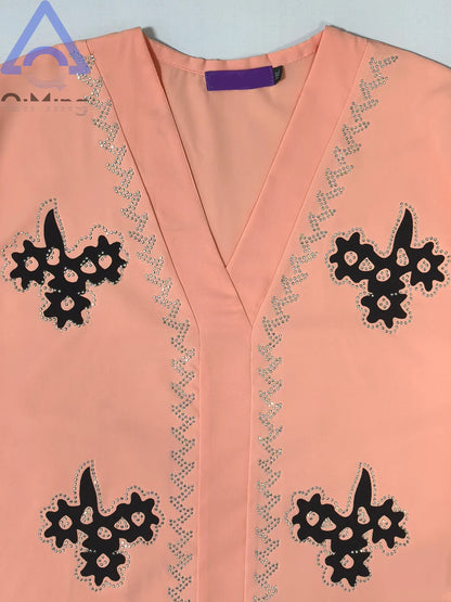 Afrikanisches islamisches Diamant-Frauenkleid für den Abend, rosa, weiß, lila, schwarz, Abaya, muslimischer Dubai-Luxus mit Hijab, arabische Frauen-Tuniken