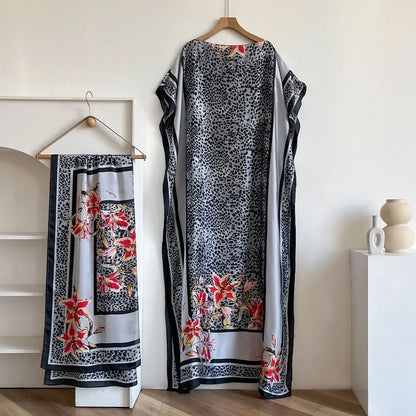 Sommer Neue Mode Afrikanische Schal Für Frauen Elegante Gedruckt Seide Muslimischen Dame Lange Hijab Kaftan Kleid Oversize Kuwait Abaya Scraf