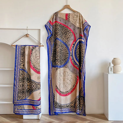 Sommer Neue Mode Afrikanische Schal Für Frauen Elegante Gedruckt Seide Muslimischen Dame Lange Hijab Kaftan Kleid Oversize Kuwait Abaya Scraf