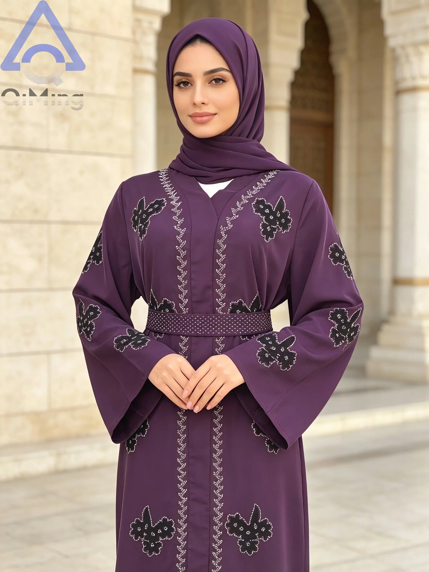 Afrikanisches islamisches Diamant-Frauenkleid für den Abend, rosa, weiß, lila, schwarz, Abaya, muslimischer Dubai-Luxus mit Hijab, arabische Frauen-Tuniken