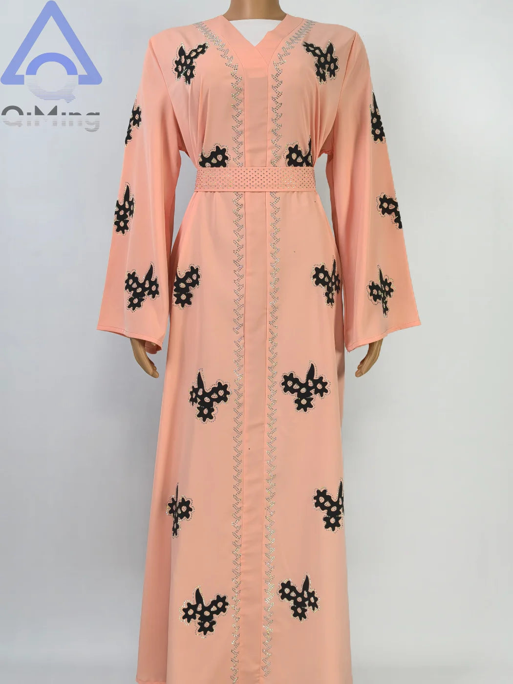 Afrikanisches islamisches Diamant-Frauenkleid für den Abend, rosa, weiß, lila, schwarz, Abaya, muslimischer Dubai-Luxus mit Hijab, arabische Frauen-Tuniken