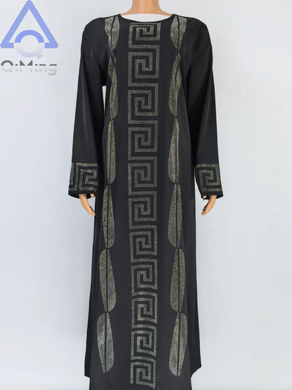 Frau Günstige Elegante Abaya Strass 2 Stück Afrikanische Traditionelle Muslimische Diamant Kleider Dubai Plus Größe Marocain Jalabiya Blaue Robe