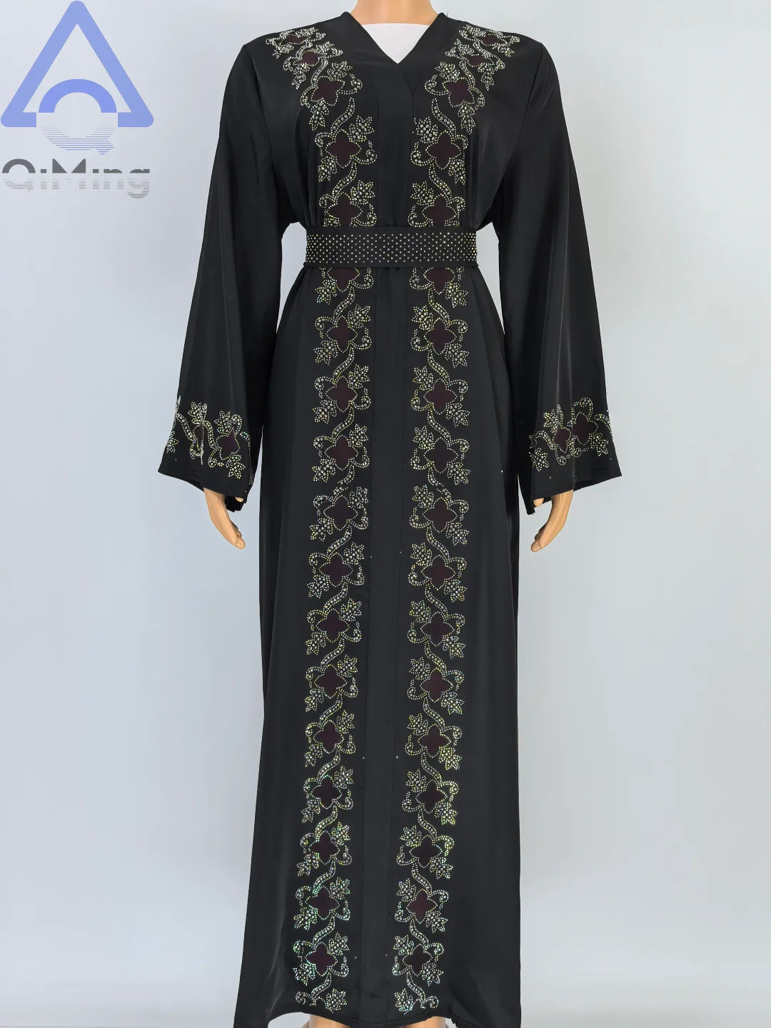 Muslimische Diamanten Robe Frau Floral geschlossen Abaya mit Hijab Set Dubai Luxus arabische Ramadan Kleider Islam malaysische Gebet Outfit