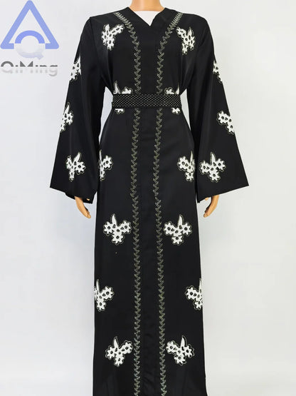 Afrikanisches islamisches Diamant-Frauenkleid für den Abend, rosa, weiß, lila, schwarz, Abaya, muslimischer Dubai-Luxus mit Hijab, arabische Frauen-Tuniken