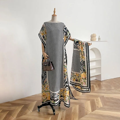 Sommer Neue Mode Afrikanische Schal Für Frauen Elegante Gedruckt Seide Muslimischen Dame Lange Hijab Kaftan Kleid Oversize Kuwait Abaya Scraf