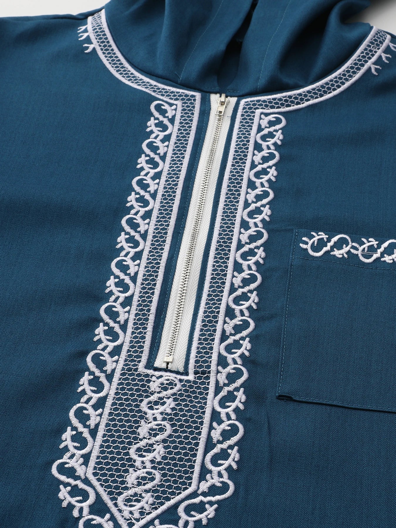Marokkanische Robe mit Kapuze, luxuriöse Herren-Robe mit bestickten Ärmeln und langen Taschen, muslimisches Kleidungsstück, Abaya für den Nahen Osten, Juba Thobe-Robe