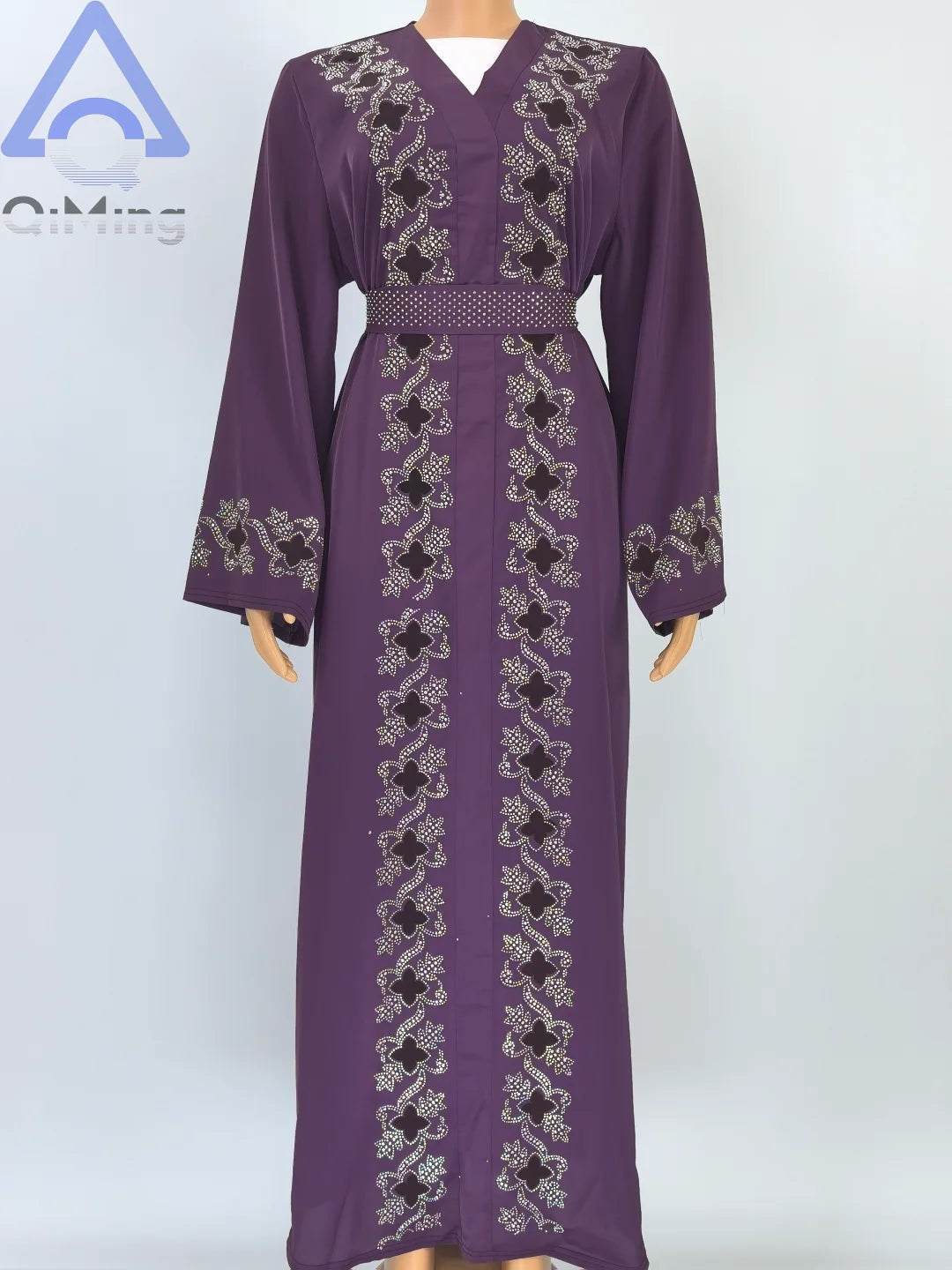 Muslimische Diamanten Robe Frau Floral geschlossen Abaya mit Hijab Set Dubai Luxus arabische Ramadan Kleider Islam malaysische Gebet Outfit