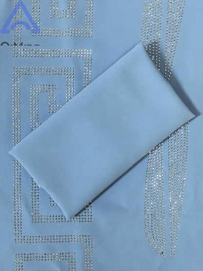 Frau Günstige Elegante Abaya Strass 2 Stück Afrikanische Traditionelle Muslimische Diamant Kleider Dubai Plus Größe Marocain Jalabiya Blaue Robe
