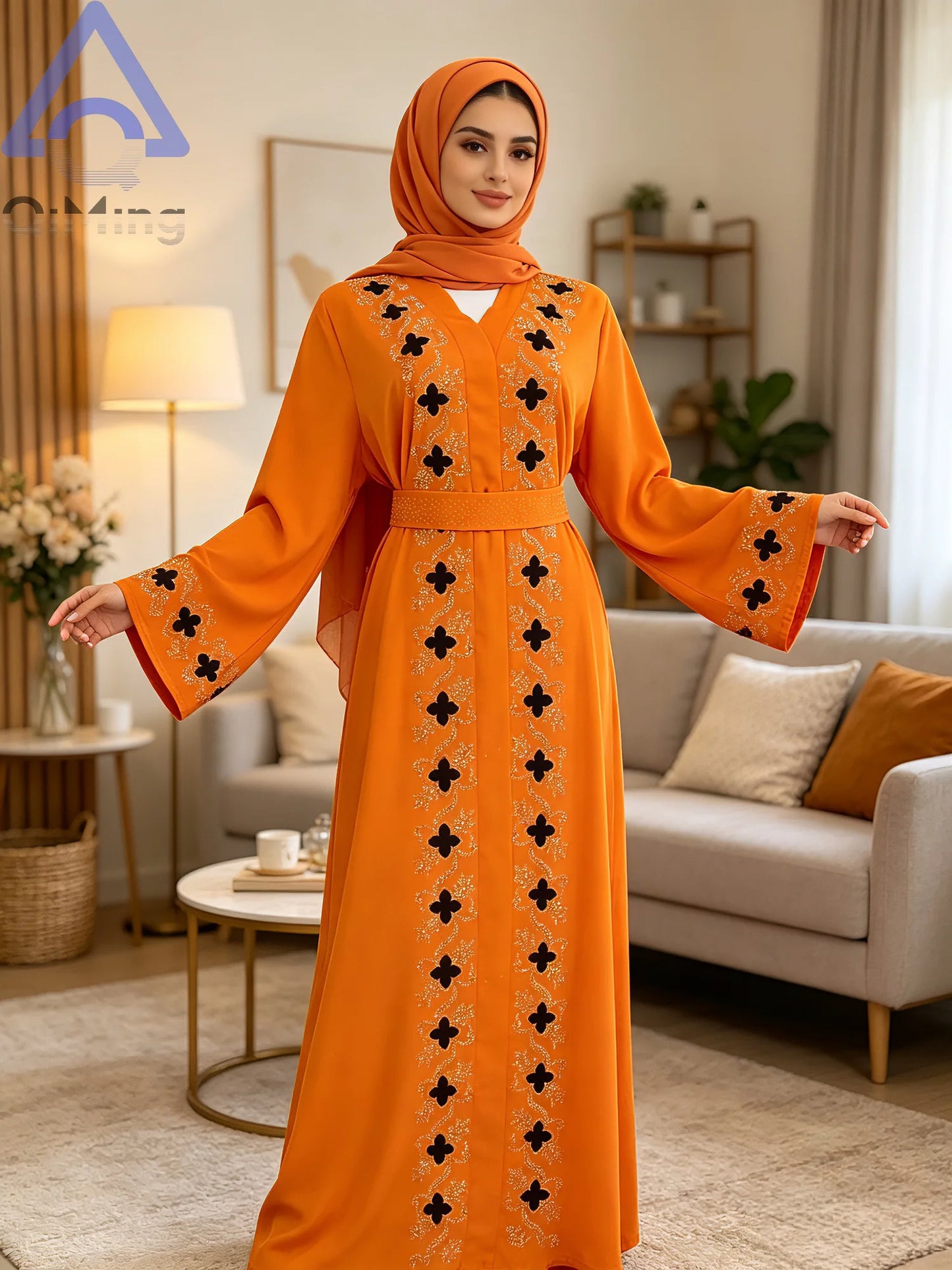 Muslimische Diamanten Robe Frau Floral geschlossen Abaya mit Hijab Set Dubai Luxus arabische Ramadan Kleider Islam malaysische Gebet Outfit