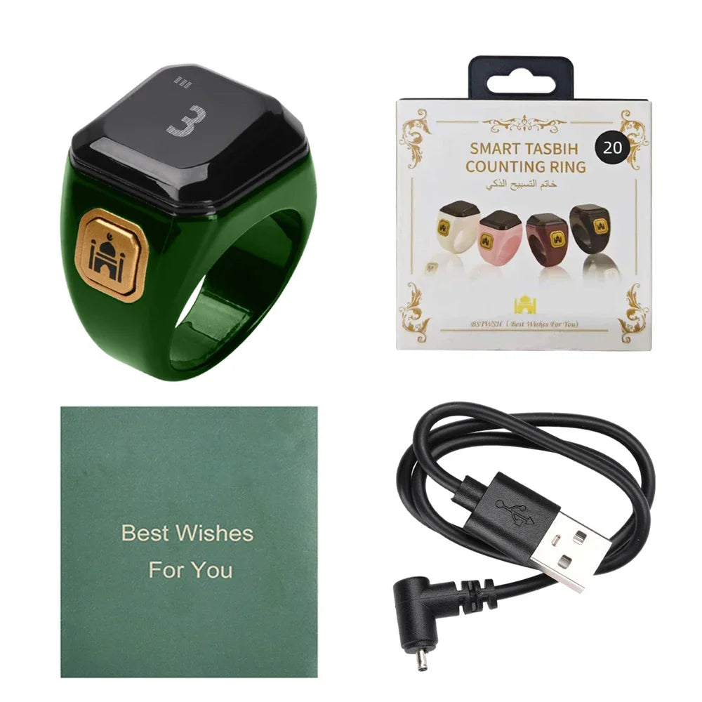 Smart Ring Zähler Bluetooth APP Steuerung OLED Display Vibration Erinnerung Hand Drücken Muslime Zikr Ring Gebet Finger Zähler