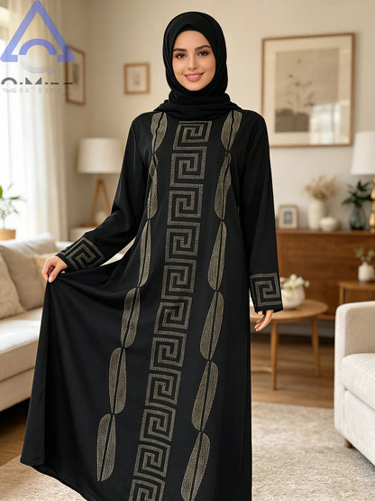 Frau Günstige Elegante Abaya Strass 2 Stück Afrikanische Traditionelle Muslimische Diamant Kleider Dubai Plus Größe Marocain Jalabiya Blaue Robe