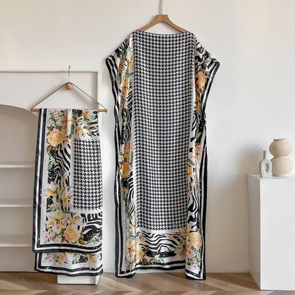 Sommer Neue Mode Afrikanische Schal Für Frauen Elegante Gedruckt Seide Muslimischen Dame Lange Hijab Kaftan Kleid Oversize Kuwait Abaya Scraf